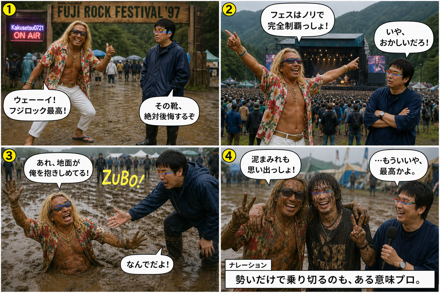 高田実、フジロックへ行くの4コマ漫画