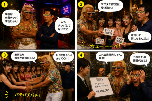 高田実、六本木のキャバクラへ行くの4コマ漫画