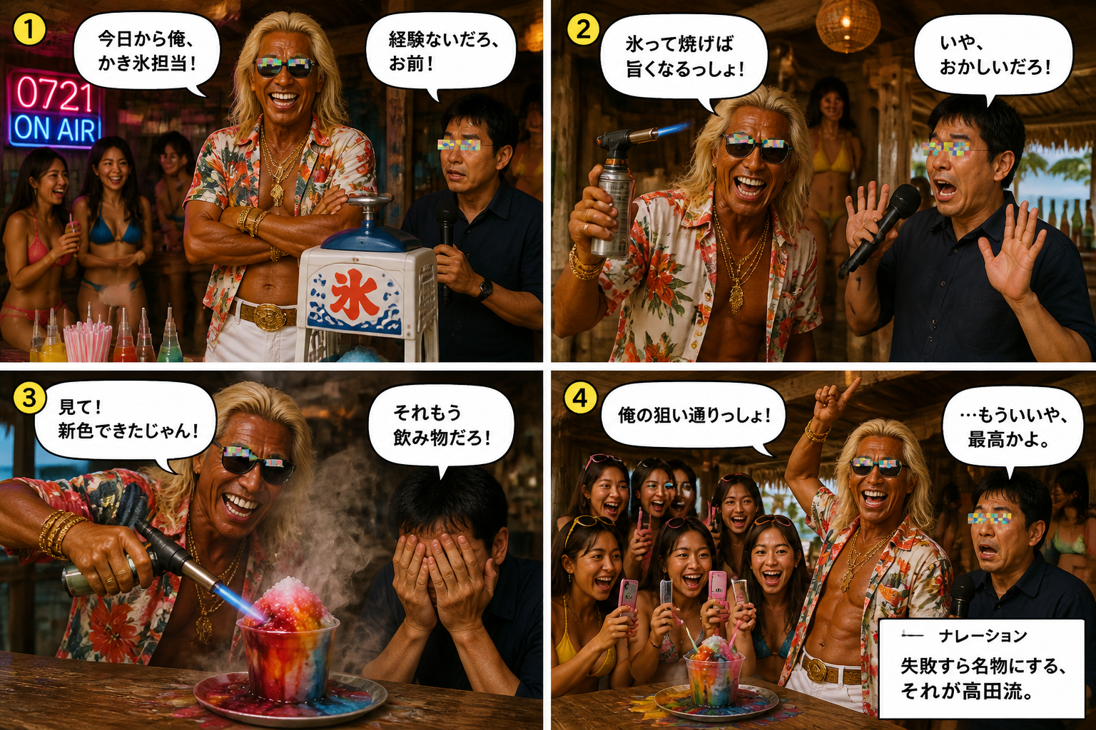 高田実、海の家へ行くの4コマ漫画