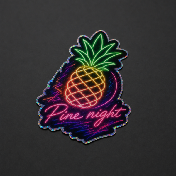 ネオンパイナップルのPine nightホログラムステッカー