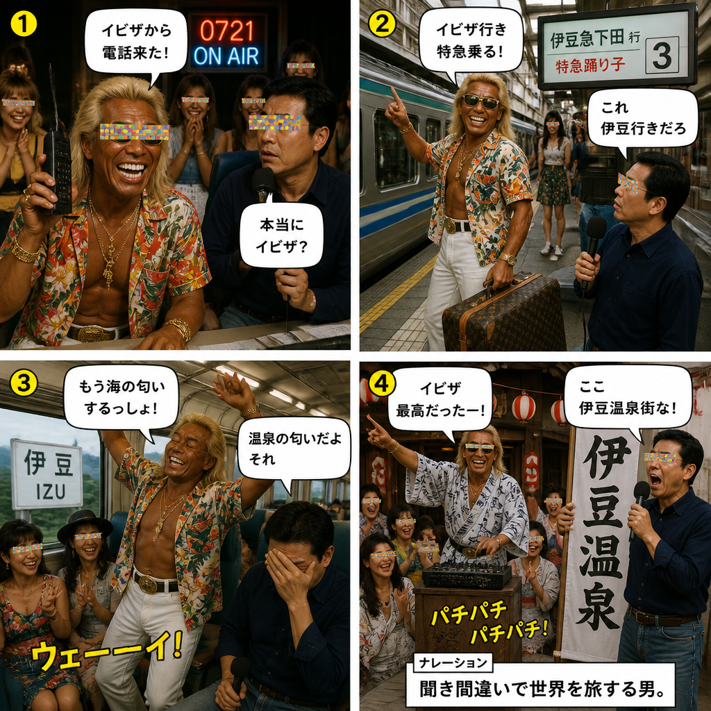 高田実、イビザ島へ行くの4コマ漫画