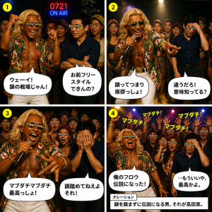 高田実、HIP HOPサイファーへ行くの4コマ漫画