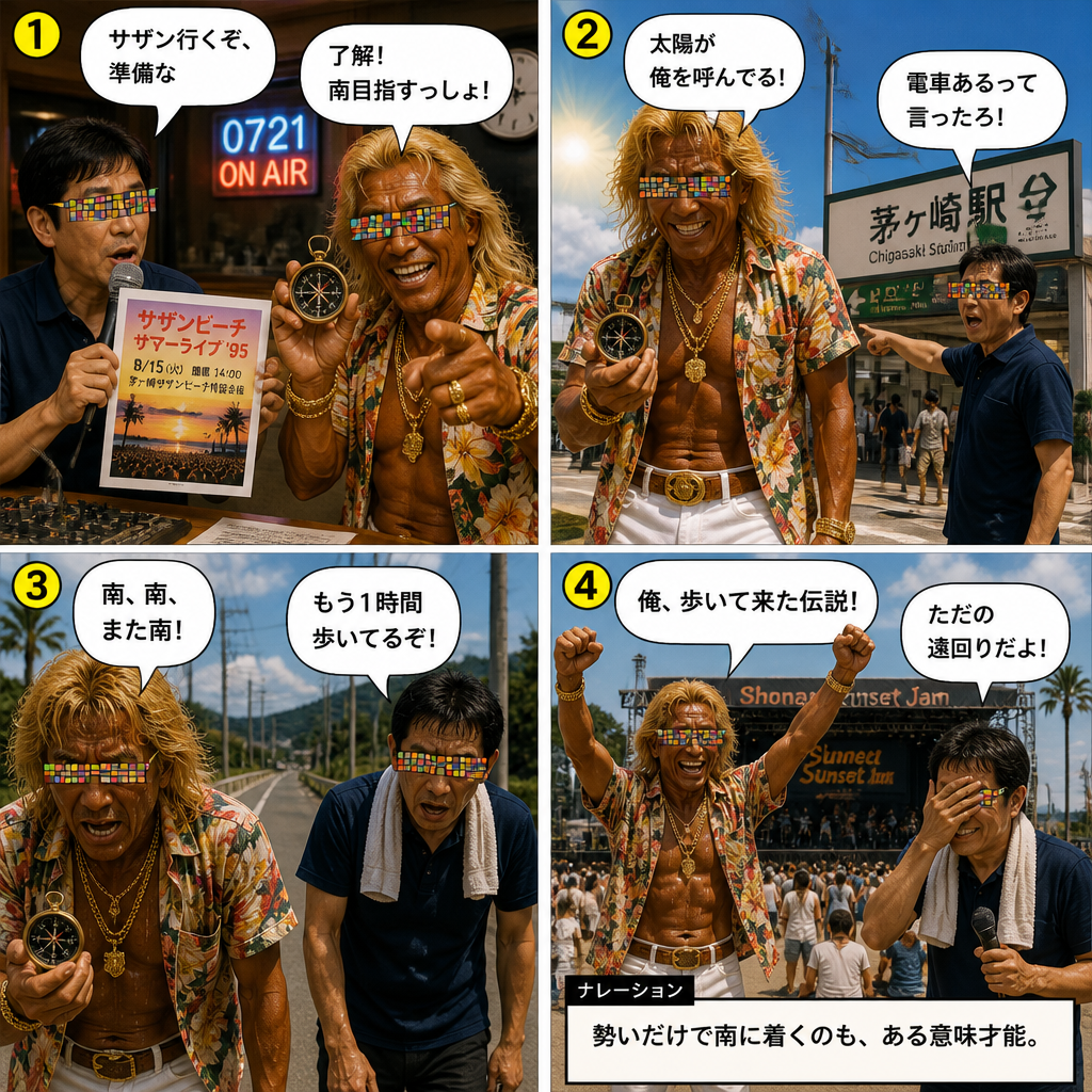 高田実、サザンのライブへ行くの4コマ漫画