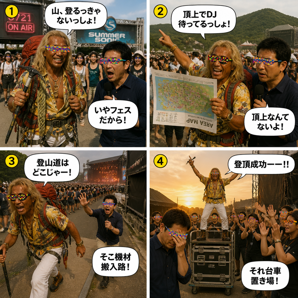 高田実、フジロックへ行くの4コマ漫画