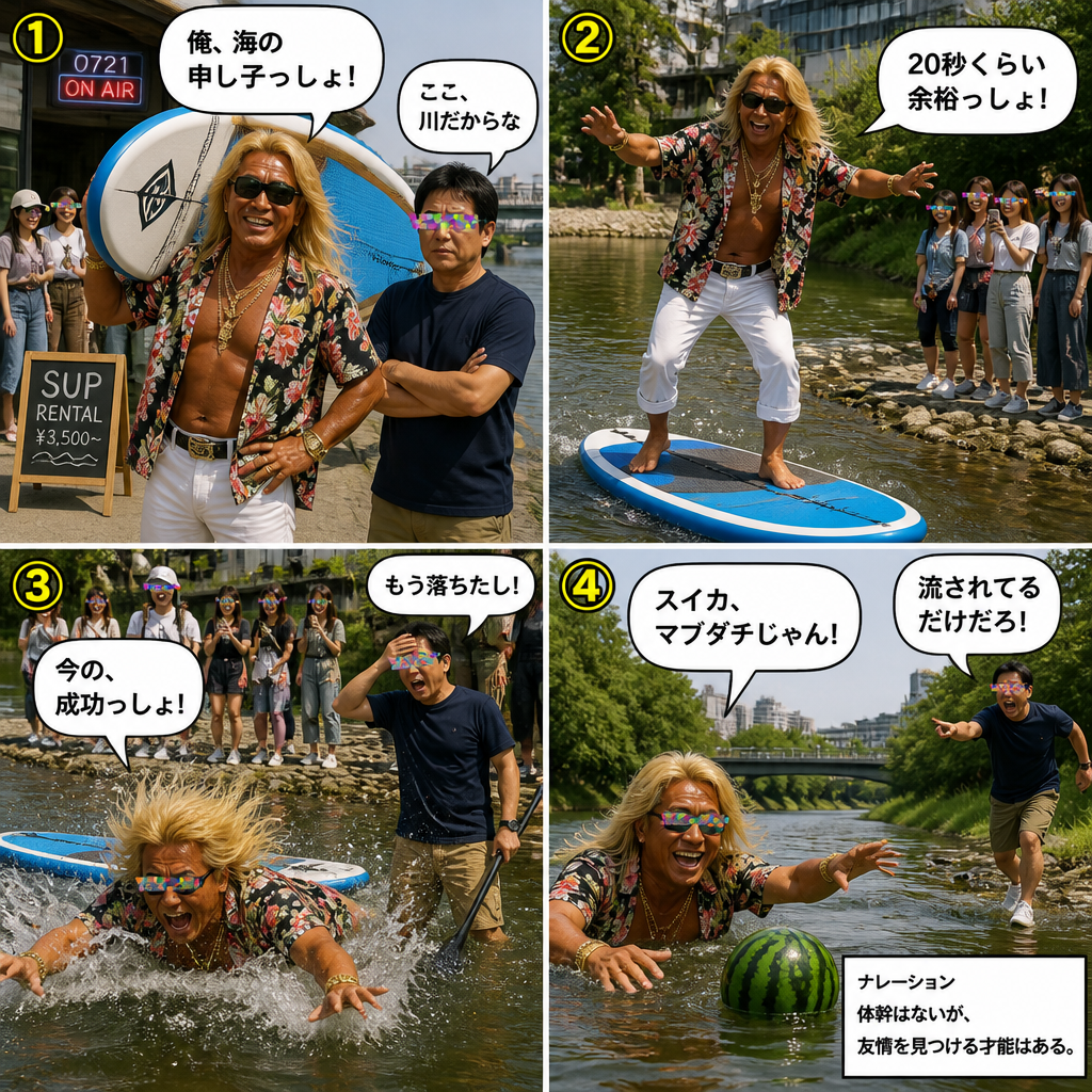高田実、リバーSUPへ行くの4コマ漫画