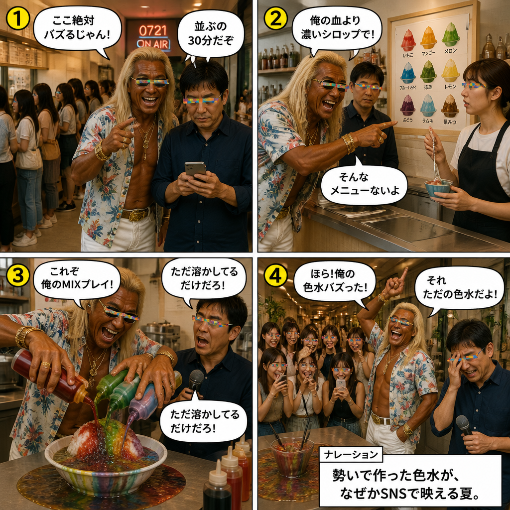 高田実、かき氷屋へ行くの4コマ漫画