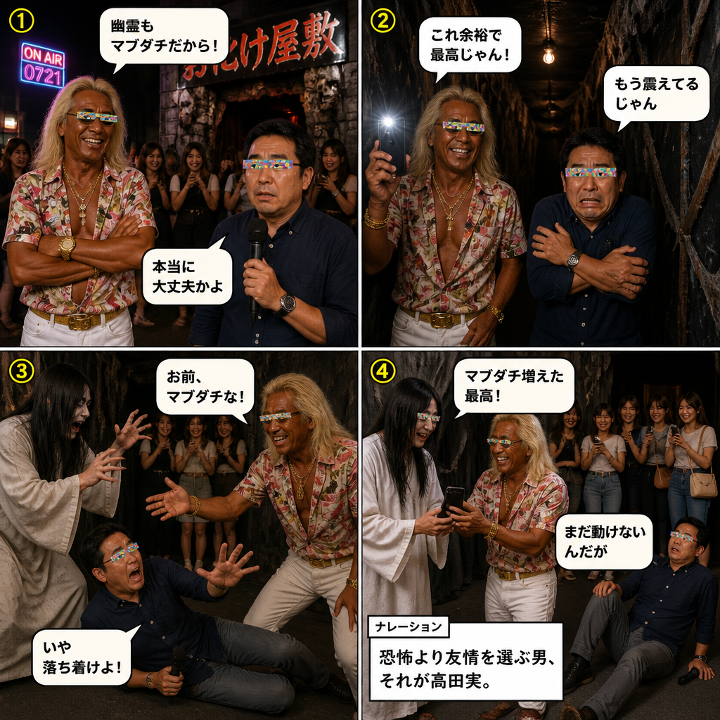 高田実、お化け屋敷へ行くの4コマ漫画