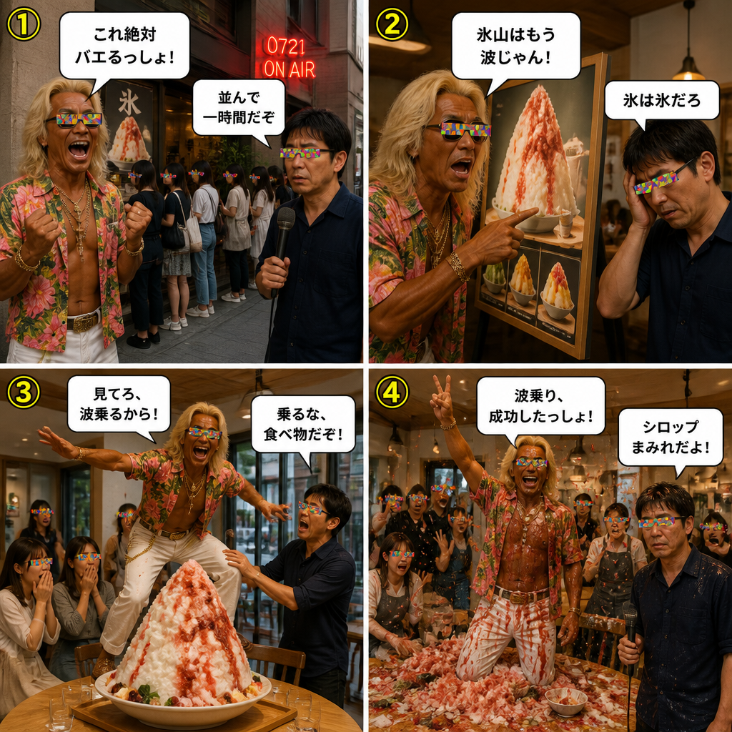 高田実、かき氷屋へ行くの4コマ漫画