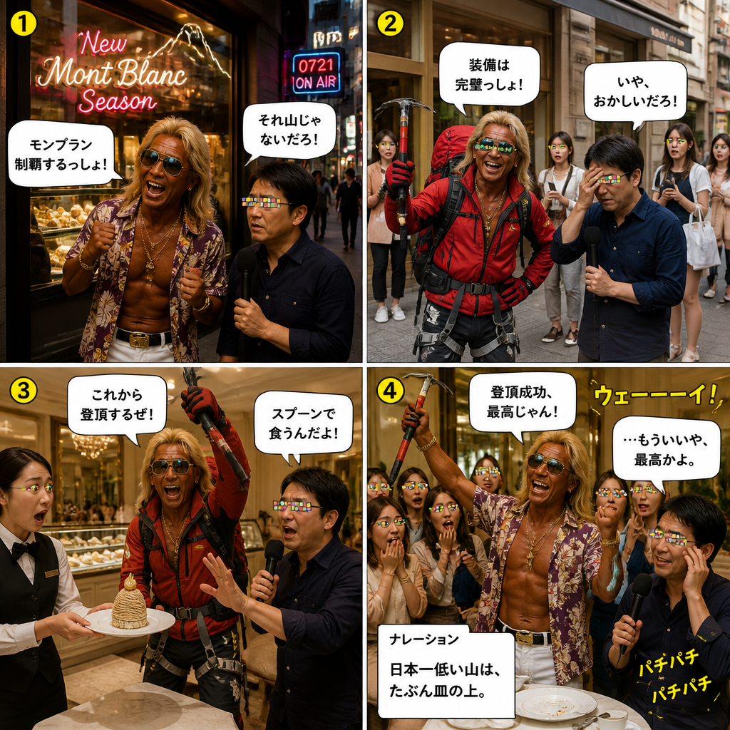 高田実、モンブラン専門店へ行くの4コマ漫画