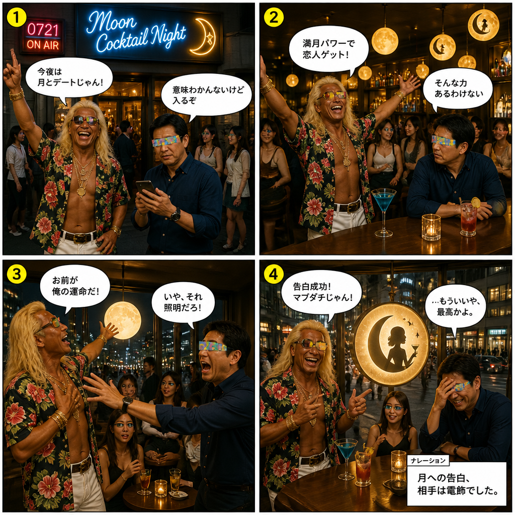 高田実、お月見バーへ行くの4コマ漫画