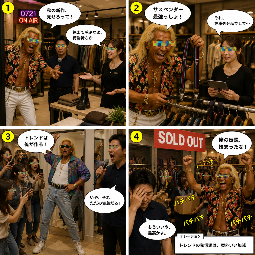 高田実、秋物ファッションSHOPへ行くの4コマ漫画