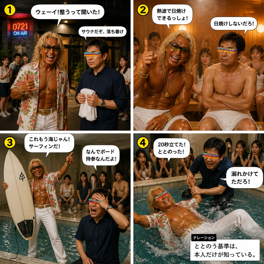 高田実、高級サウナへ行くの4コマ漫画