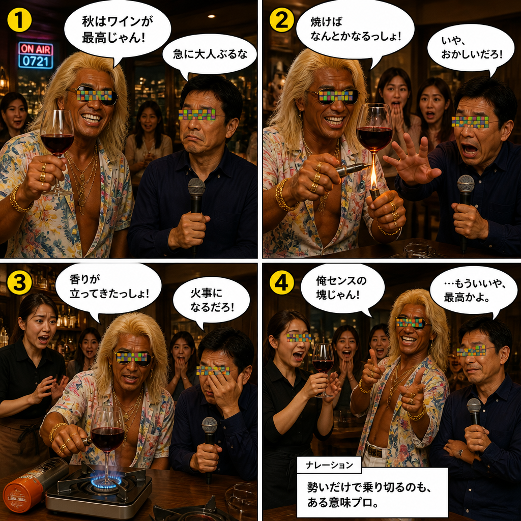 高田実、ワインバーへ行くの4コマ漫画