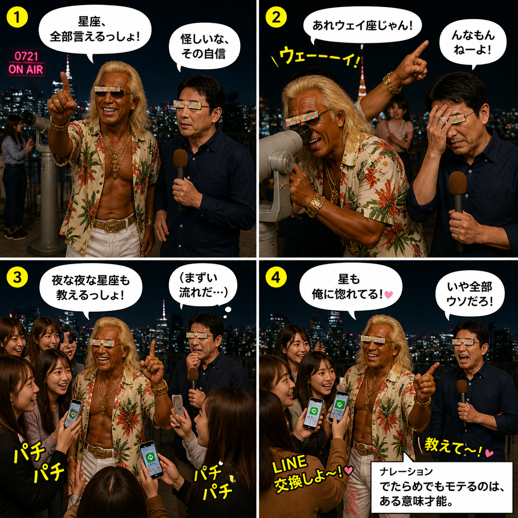 高田実、天体観測イベントへ行くの4コマ漫画