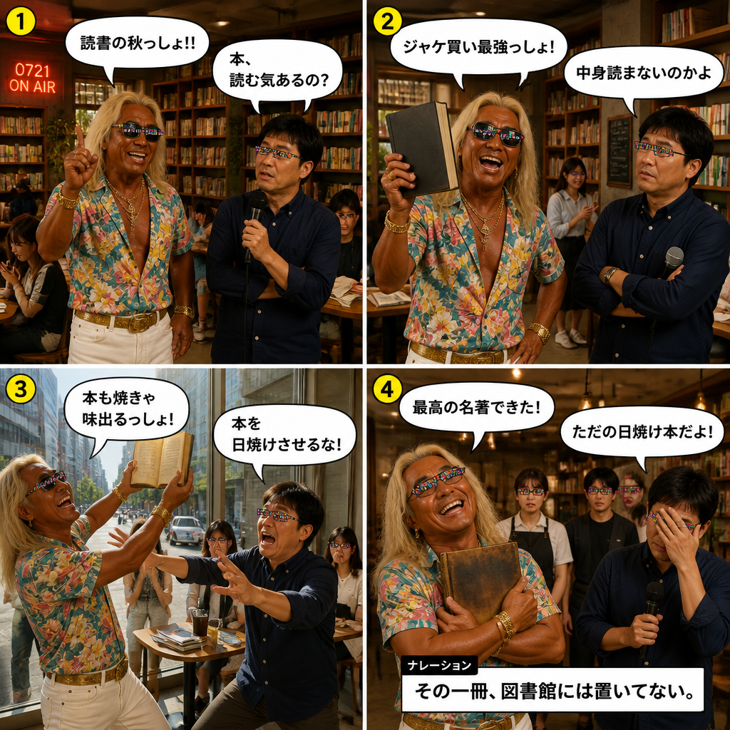 高田実、読書の秋フェアへ行くの4コマ漫画