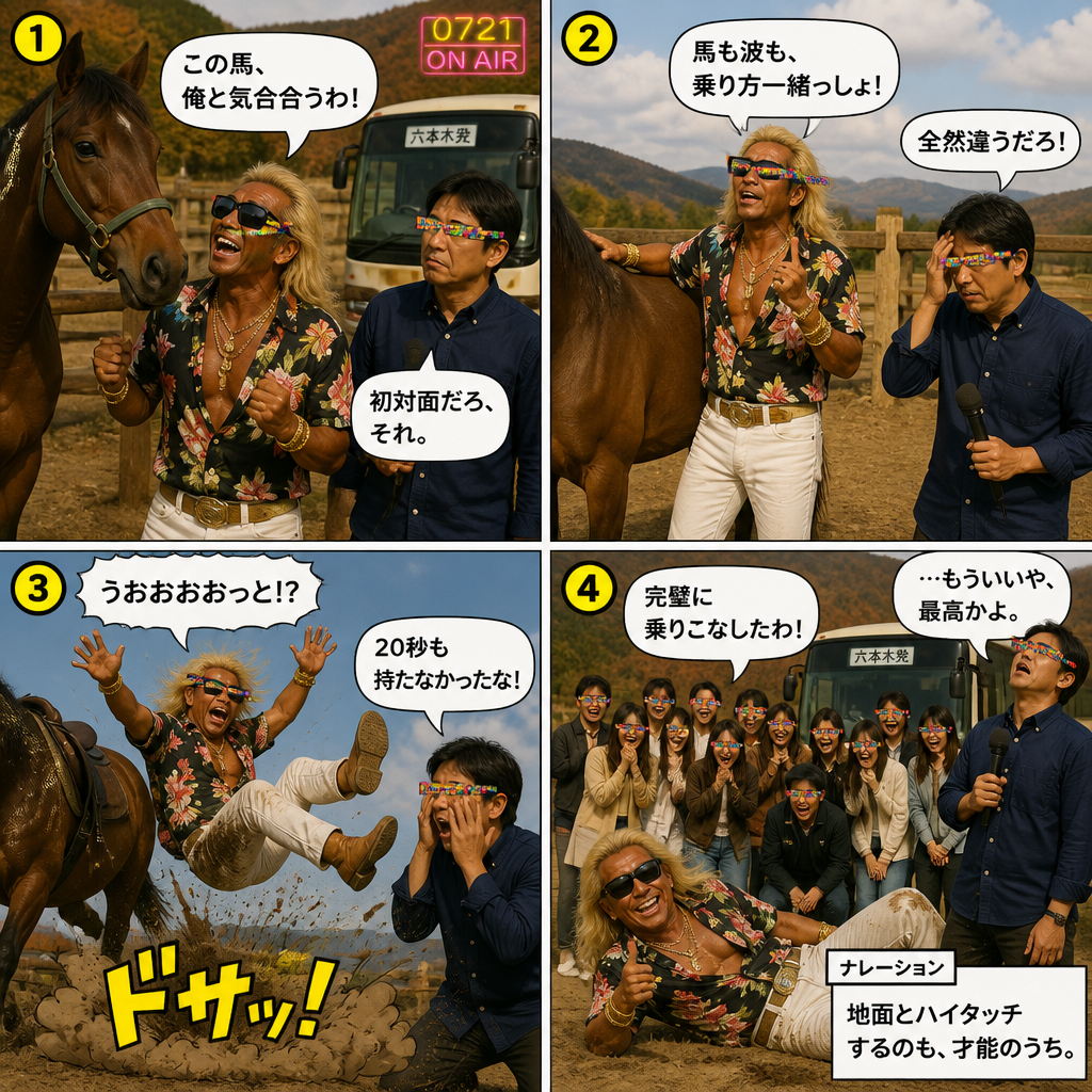 高田実、乗馬クラブへ行くの4コマ漫画