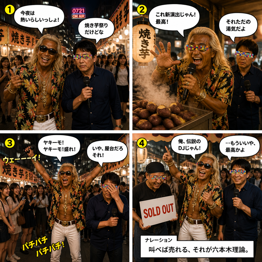 高田実、焼き芋フェスティバルへ行くの4コマ漫画