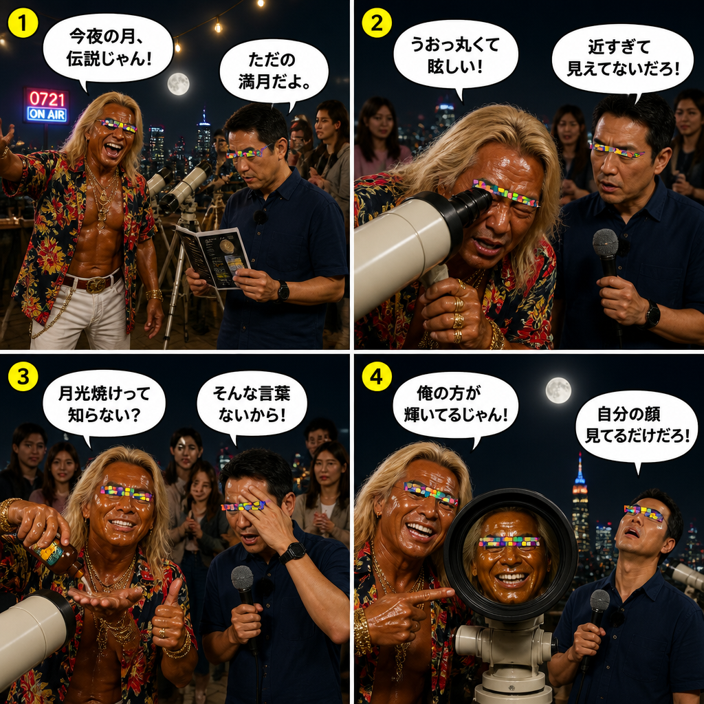 高田実、お月見イベントへ行くの4コマ漫画