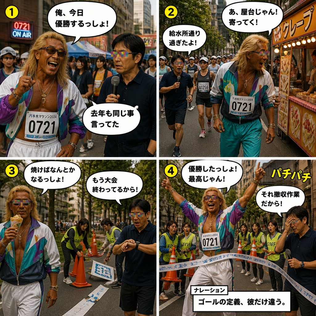 高田実、マラソン大会へ行くの4コマ漫画