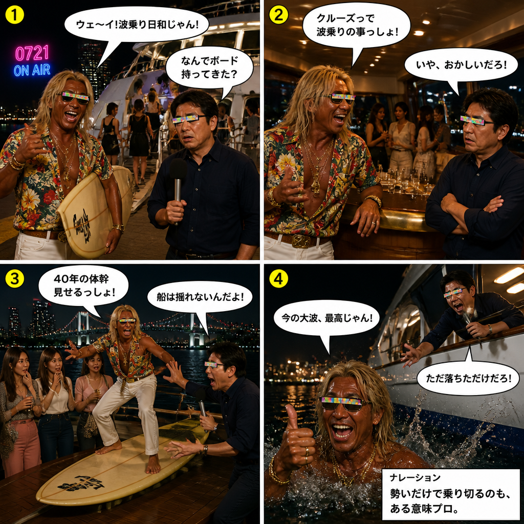 高田実、クルーズパーティーへ行くの4コマ漫画