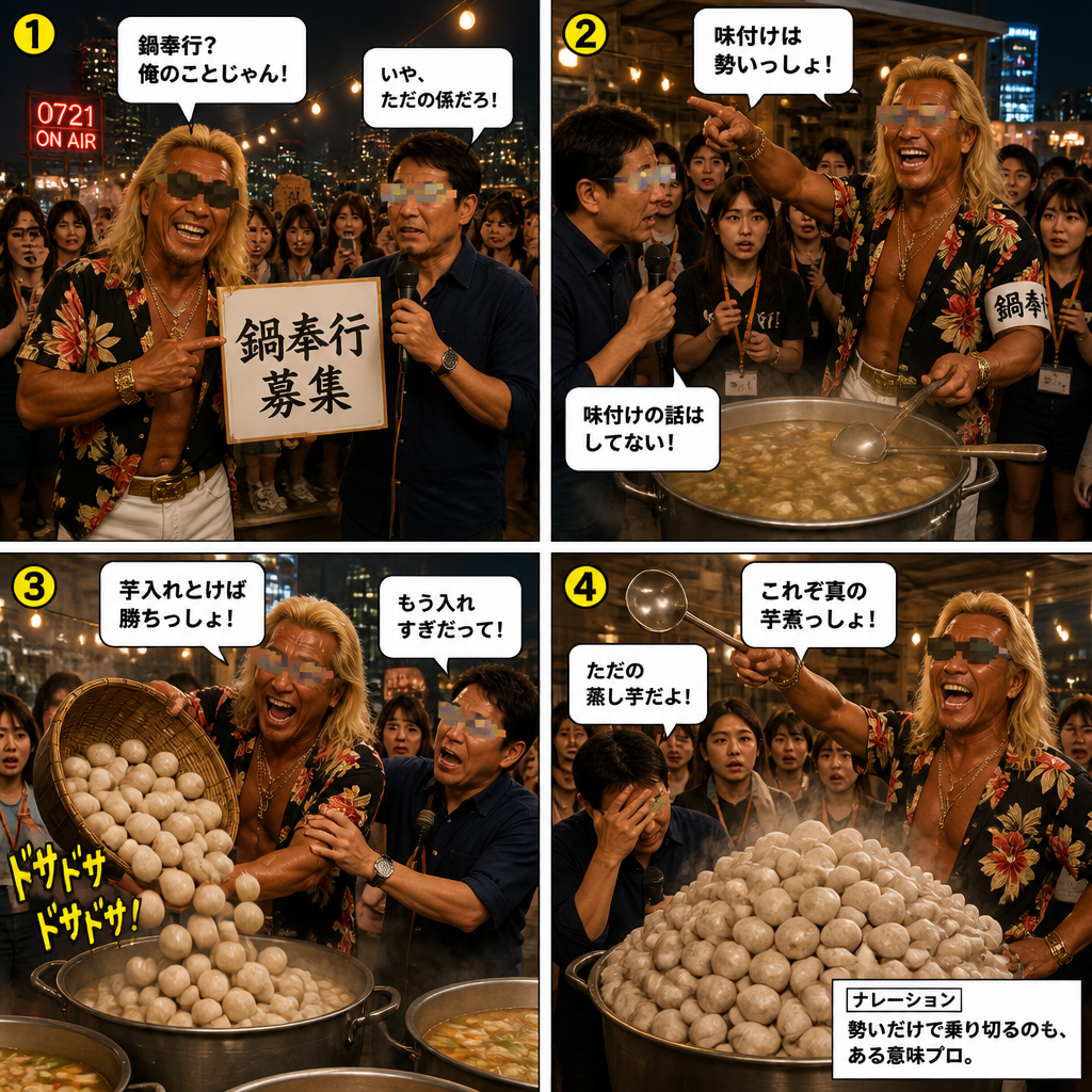 高田実、芋煮会へ行くの4コマ漫画