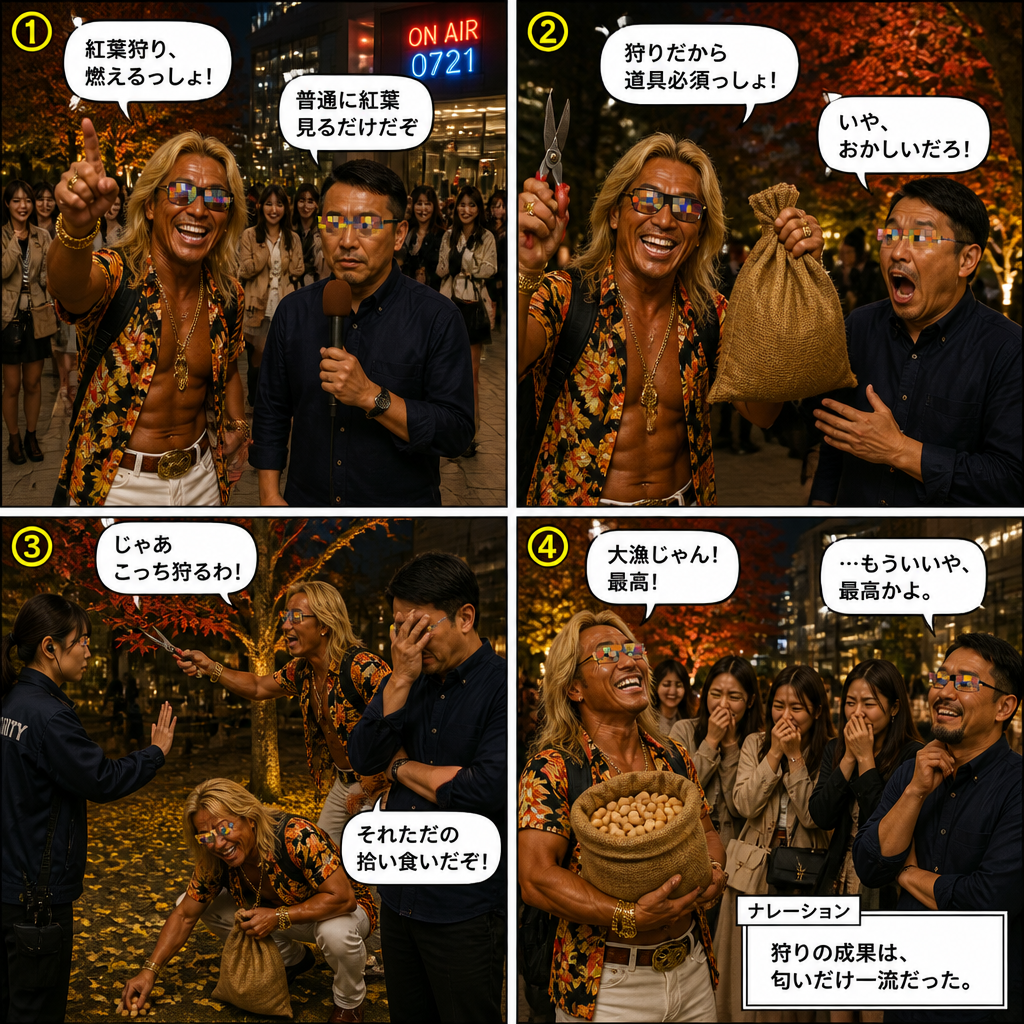 高田実、紅葉狩りへ行くの4コマ漫画